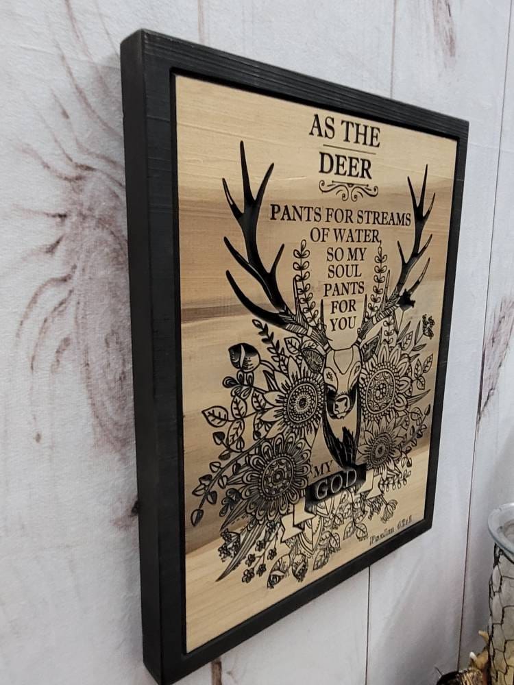 Psalm 42 Deer Christian Wood Sign Wood Sign — alternate angle