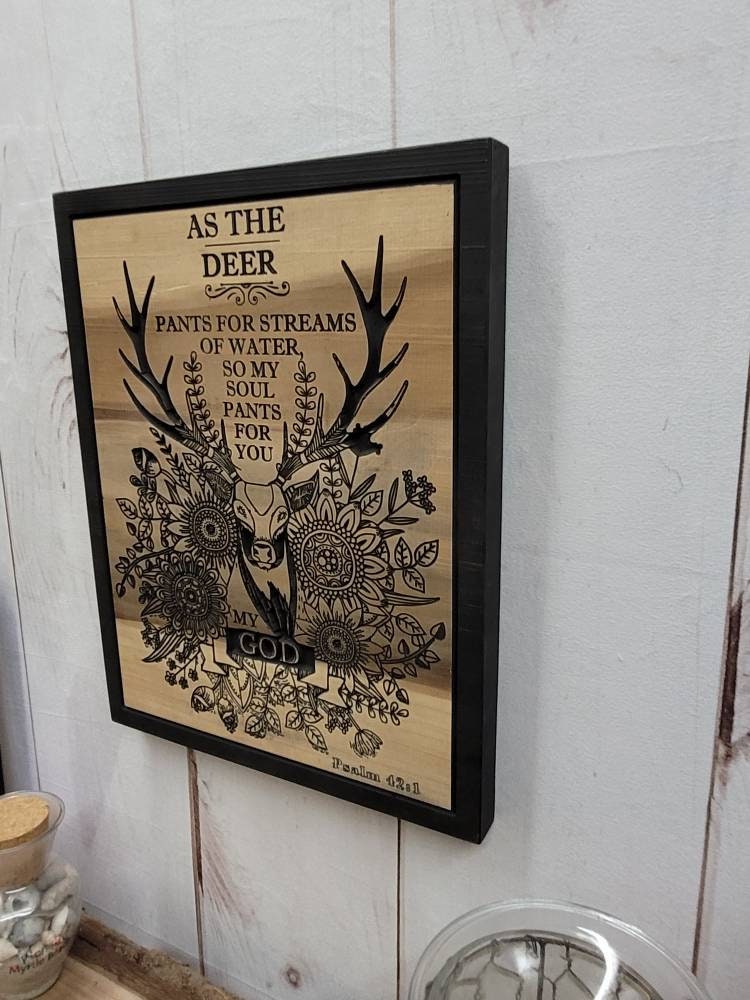 Psalm 42 Deer Christian Wood Sign Wood Sign — alternate angle