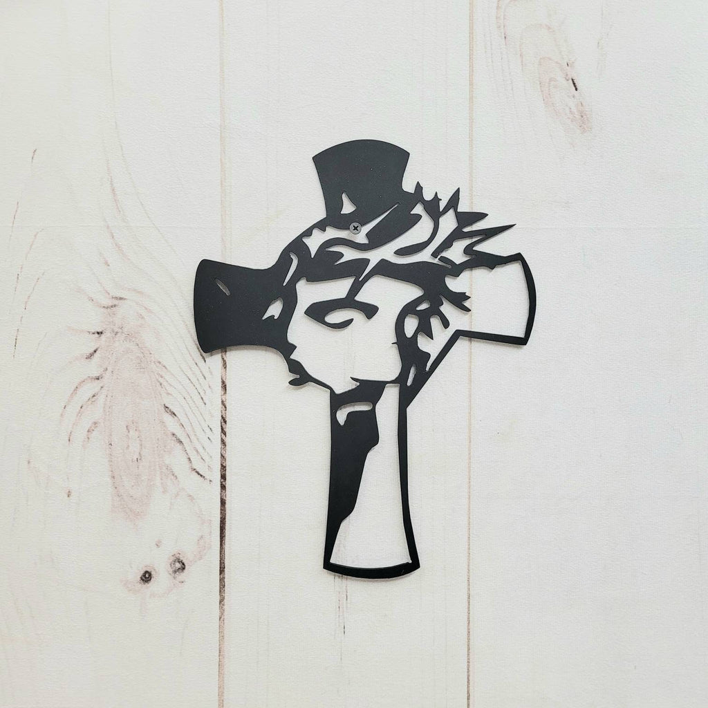Jesus Cross Christian Metal Sign Aluminum Sign — front view on white background