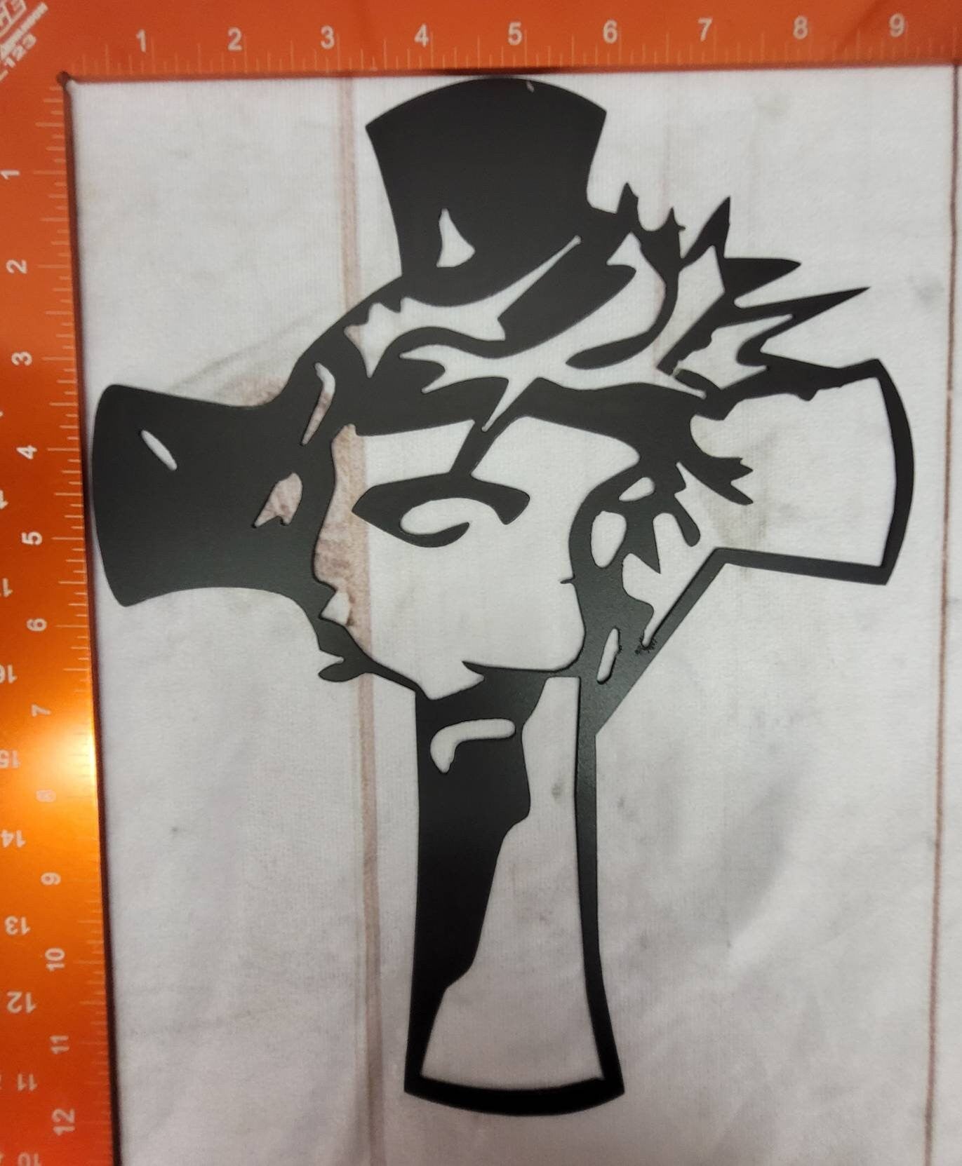 Jesus Cross Christian Metal Sign Aluminum Sign — lifestyle setting
