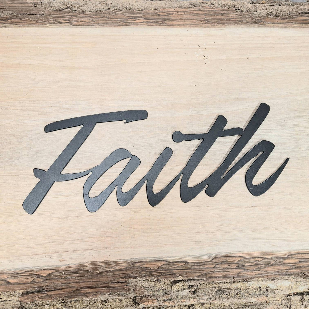Faith Script Christian Metal Sign Aluminum Sign — detail view