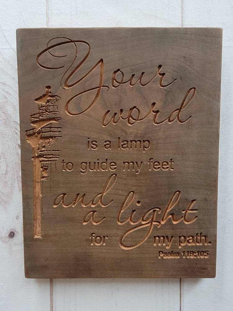 Psalm 119 Lighthouse Christian Wood Sign Wood Sign — alternate angle