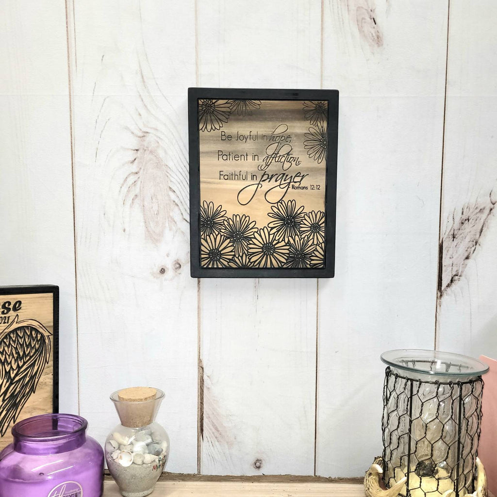 Romans 12:12 Scripture Christian Wood Sign Wood Sign — lifestyle setting