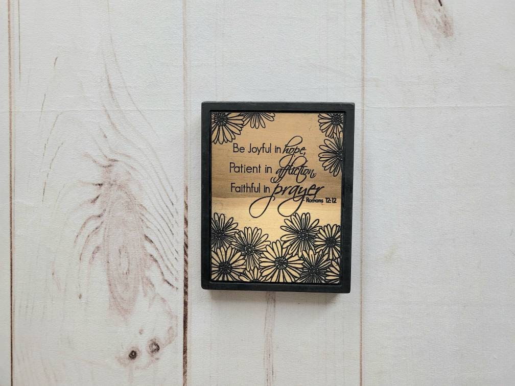 Romans 12:12 Scripture Christian Wood Sign Wood Sign — alternate angle