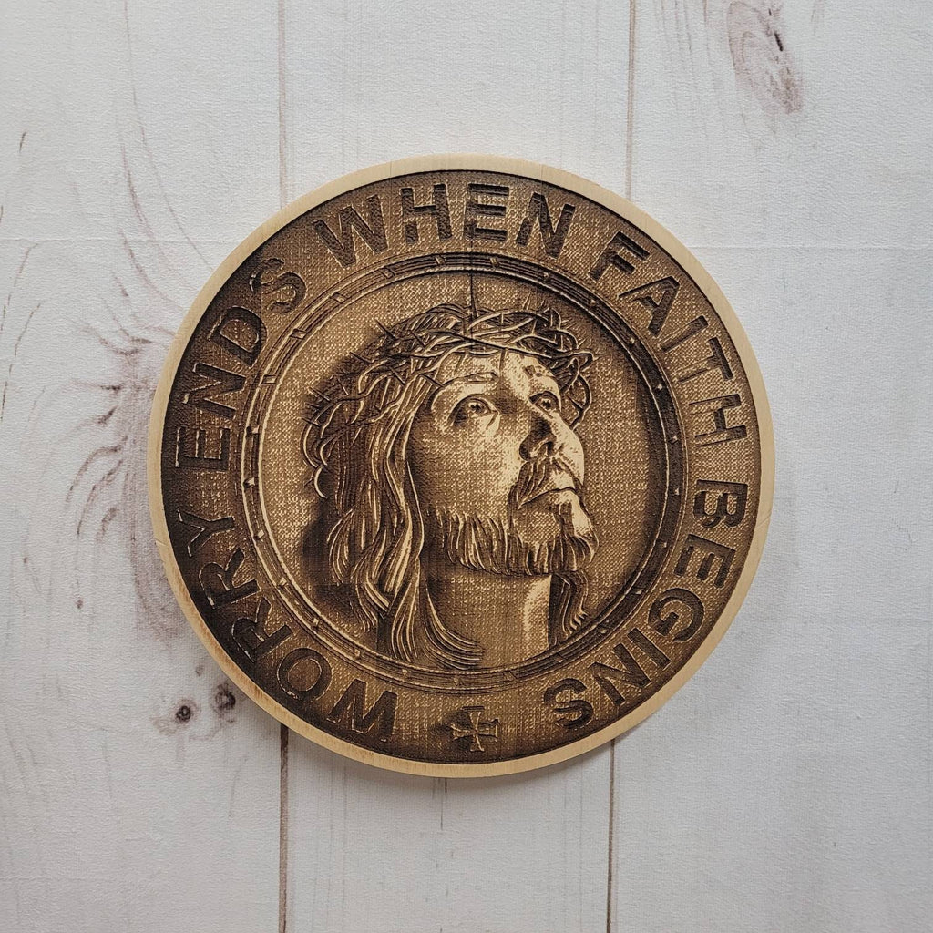 Jesus Solid Pine Christian Wood Sign Wood Sign — shown on a rustic wall