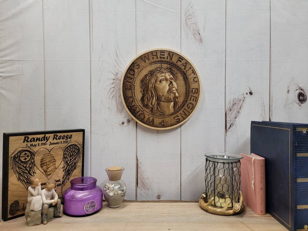 Jesus Solid Pine Christian Wood Sign Wood Sign — detail view