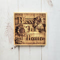 Bless Our Home Sunflower Wood Sign Wood Sign — front view on white background