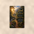 Trust in the Lord Forest Path — Proverbs 3:5-6 aluminum metal sign 8" x 12" - front view on warm wall