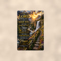 The Lord Bless You and Keep You Waterfall — Numbers 6:24-26 aluminum metal sign 8" x 12" - front view on warm wall