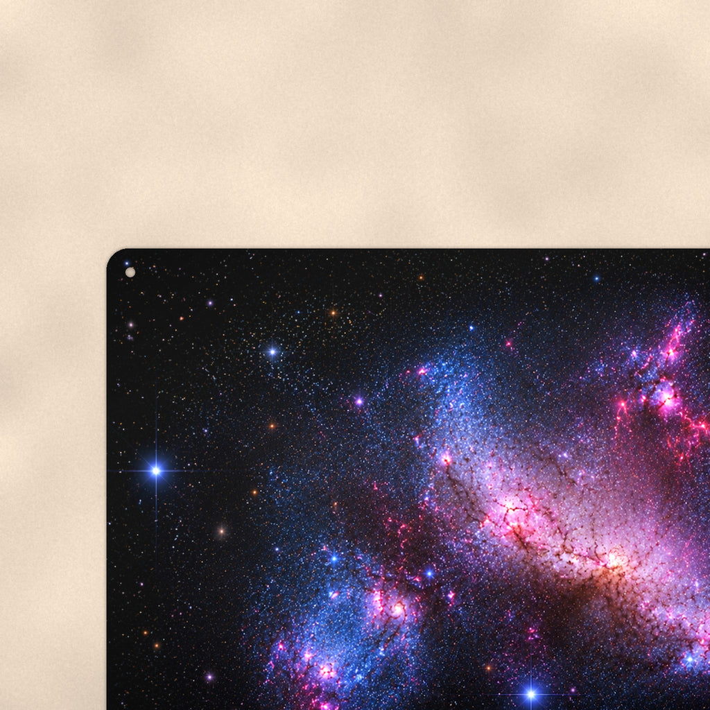 Pink Irregular Galaxy Starfield aluminum metal sign 12" x 8" - close-up view of the printed artwork