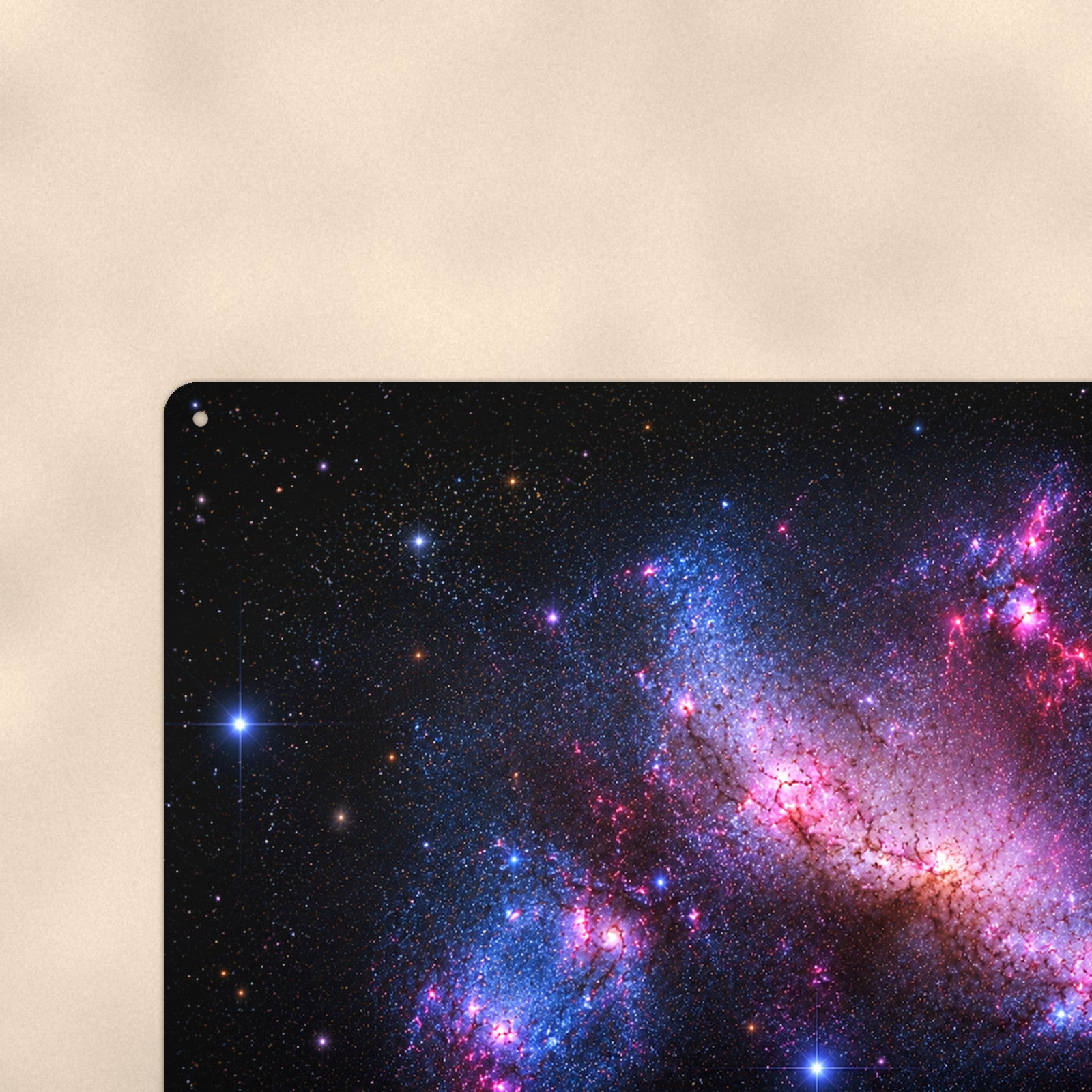 Pink Irregular Galaxy Starfield aluminum metal sign 12" x 8" - close-up view of the printed artwork
