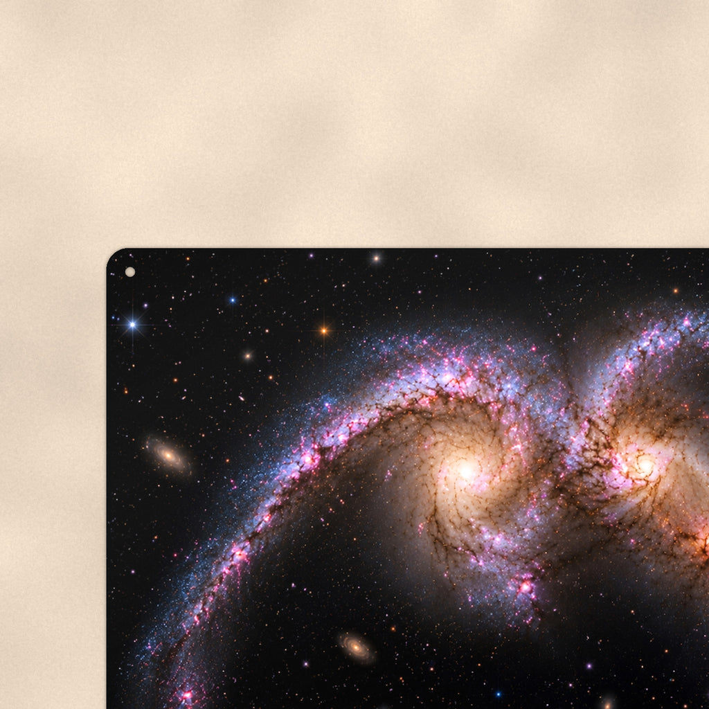 Colliding Galaxies aluminum metal sign 12" x 8" - close-up view of the printed artwork