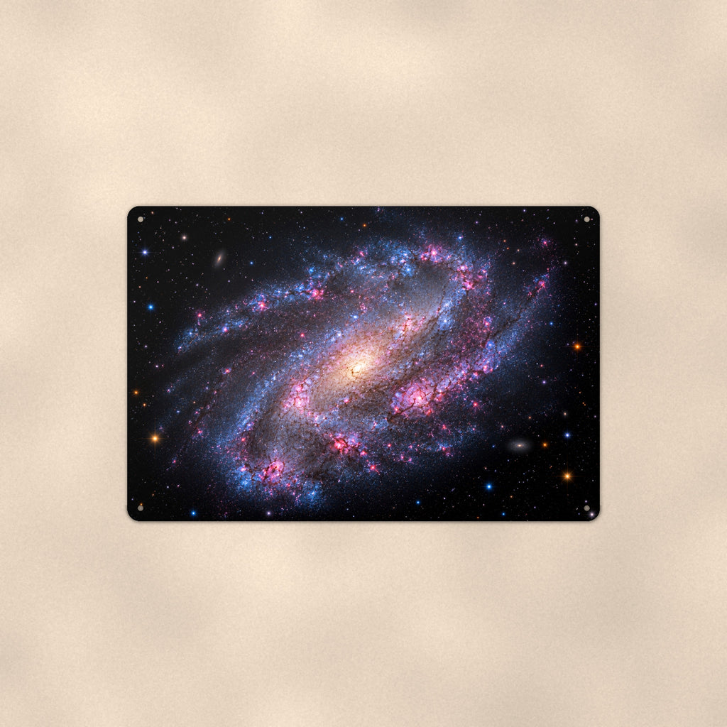Barred Spiral Galaxy aluminum metal sign 12" x 8" - front view on warm wall