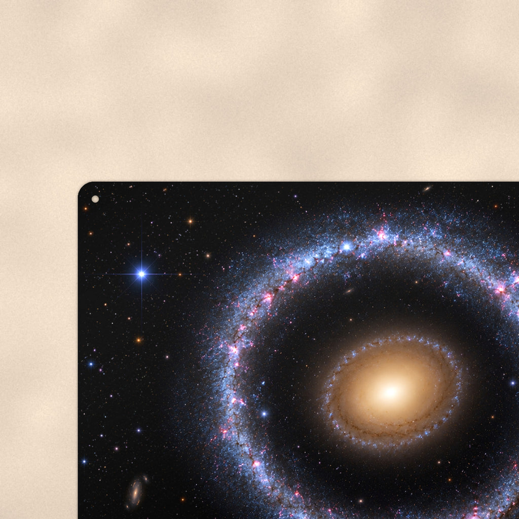 Golden Ring Galaxy aluminum metal sign 12" x 8" - close-up view of the printed artwork