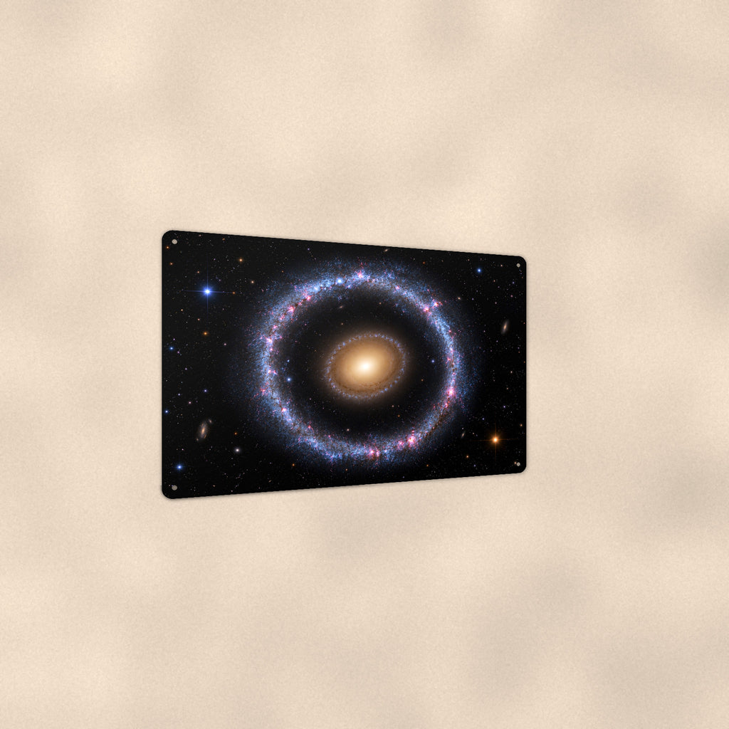 Golden Ring Galaxy aluminum metal sign 12" x 8" - angled view showing glossy finish