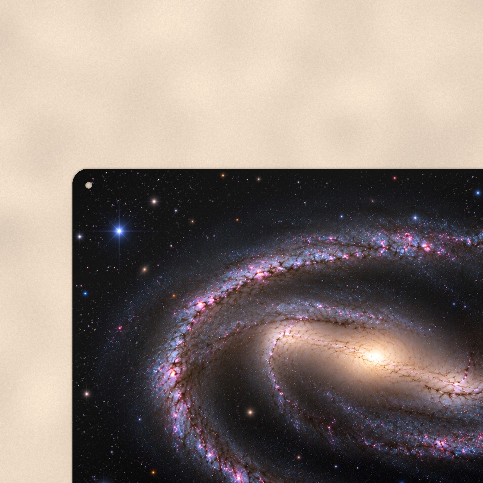 S-Curve Spiral Galaxy aluminum metal sign 12" x 8" - close-up view of the printed artwork