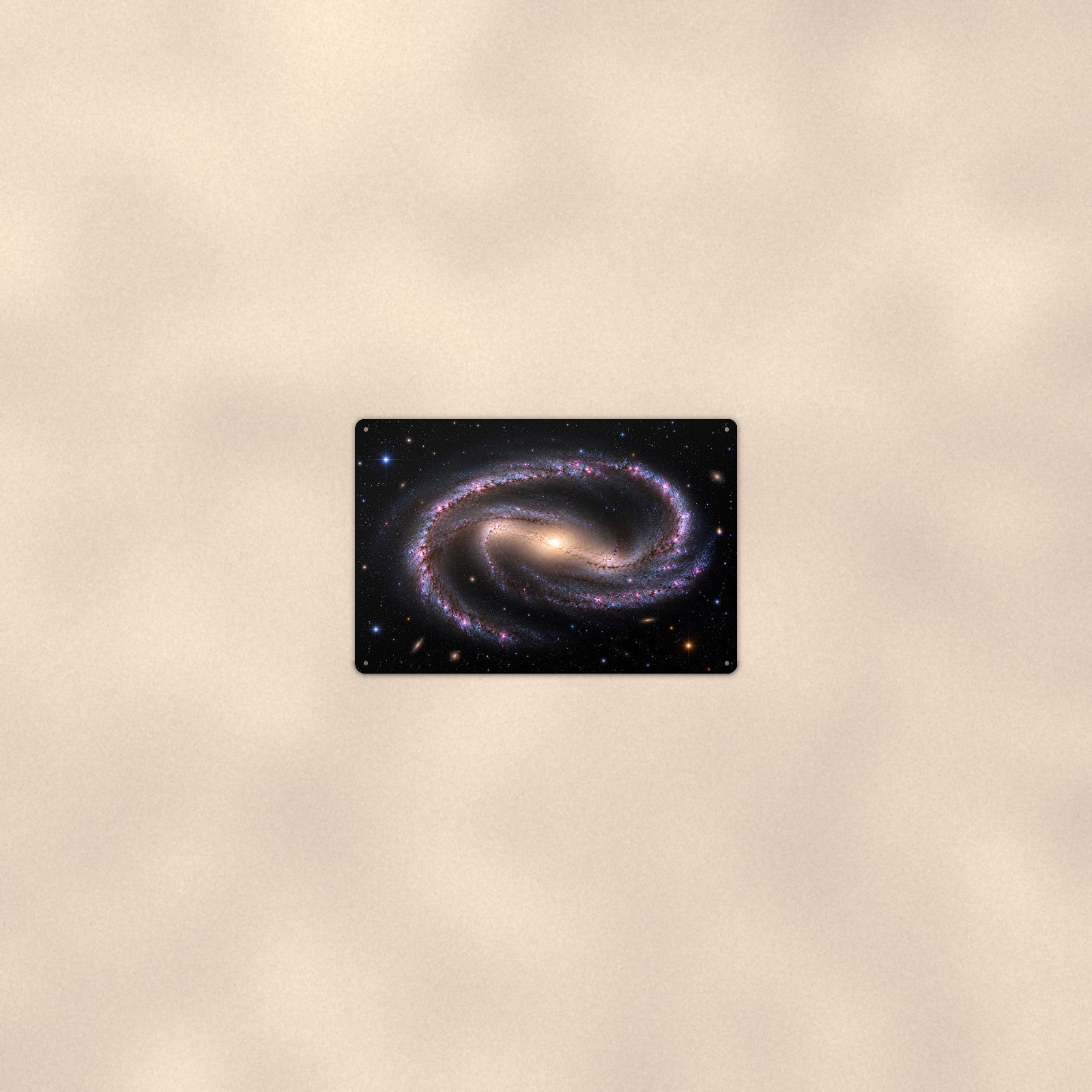 S-Curve Spiral Galaxy aluminum metal sign 12" x 8" - room view on warm wall