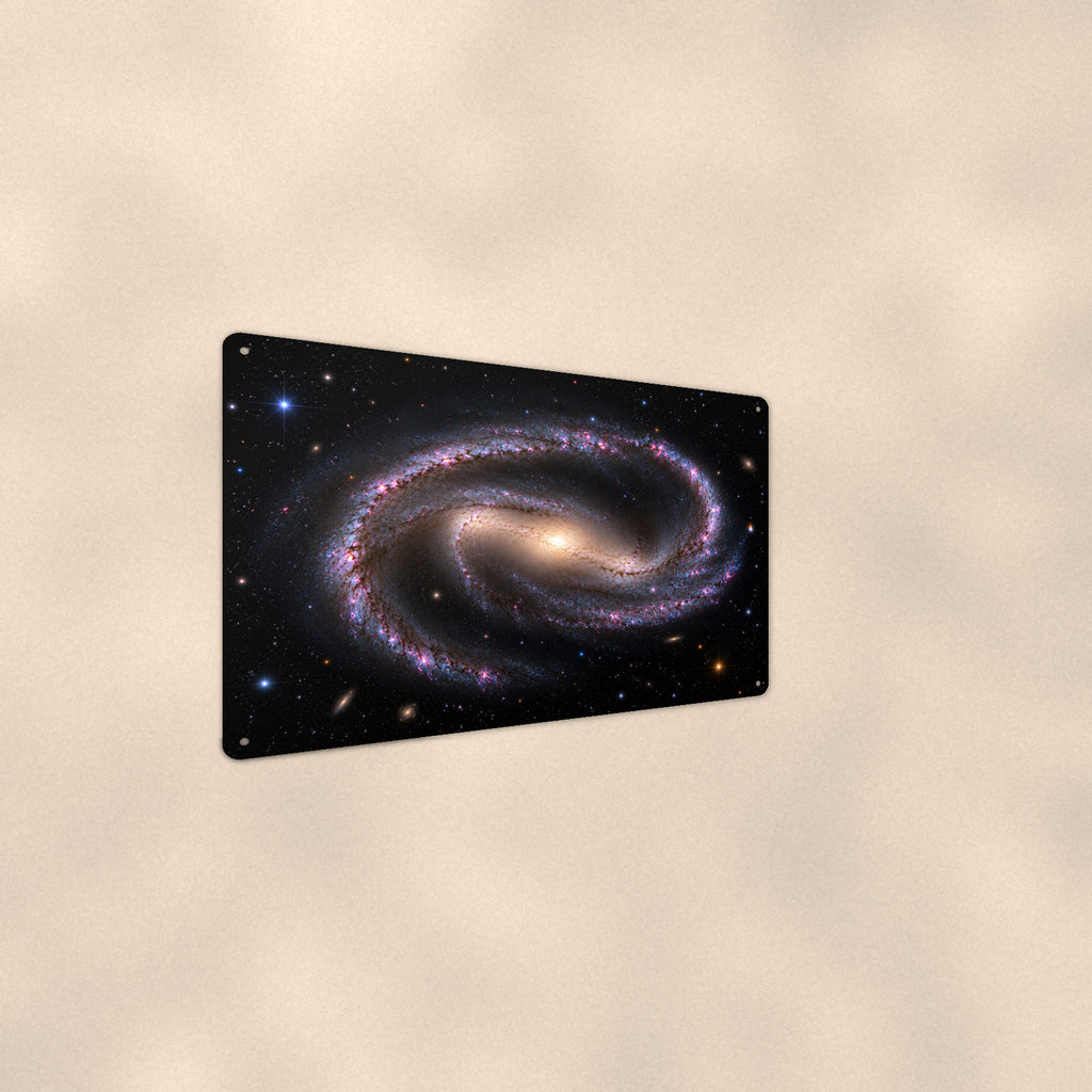 S-Curve Spiral Galaxy aluminum metal sign 12" x 8" - angled wall view from a wider angle