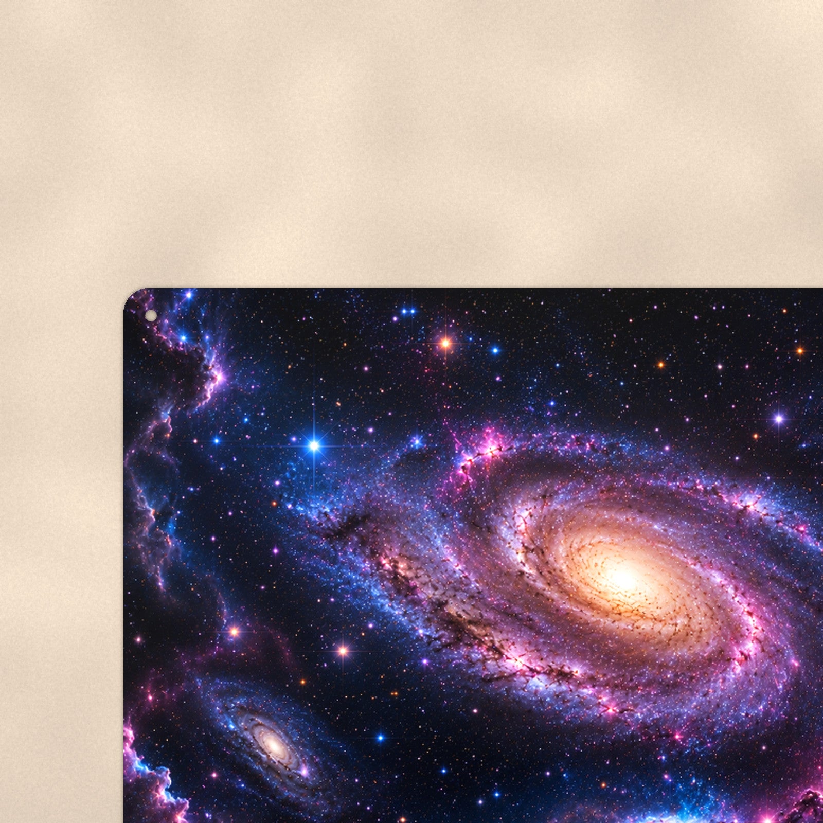 Nebula Vista with Spiral Galaxy aluminum metal sign 12" x 8" - close-up view of the printed artwork