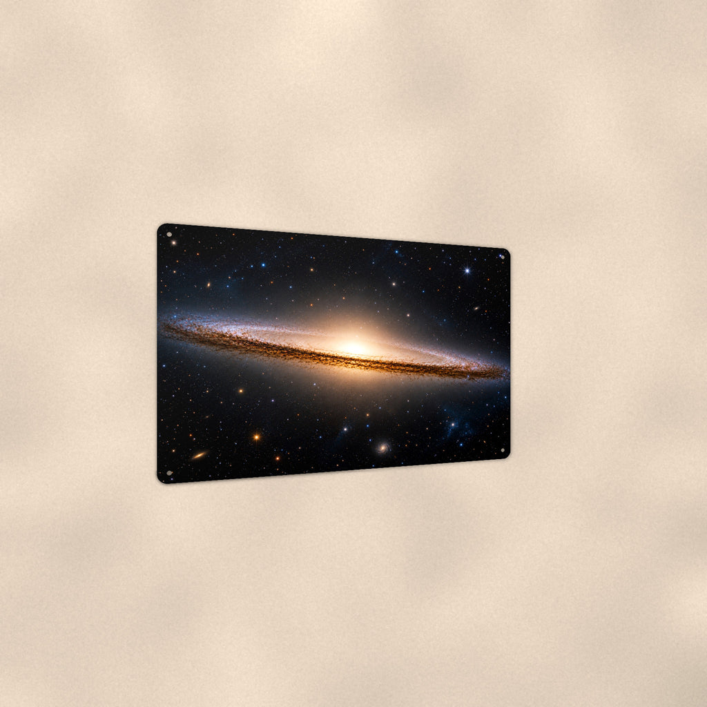 Sombrero Galaxy aluminum metal sign 12" x 8" - angled view showing glossy finish