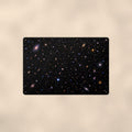 Deep Field Galaxies aluminum metal sign 12" x 8" - front view on warm wall