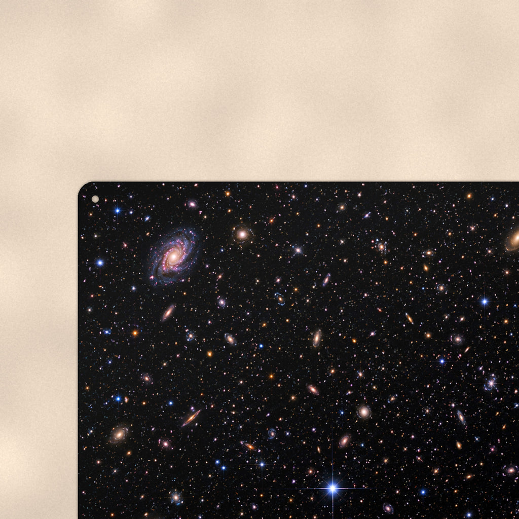 Deep Field Galaxies aluminum metal sign 12" x 8" - close-up view of the printed artwork