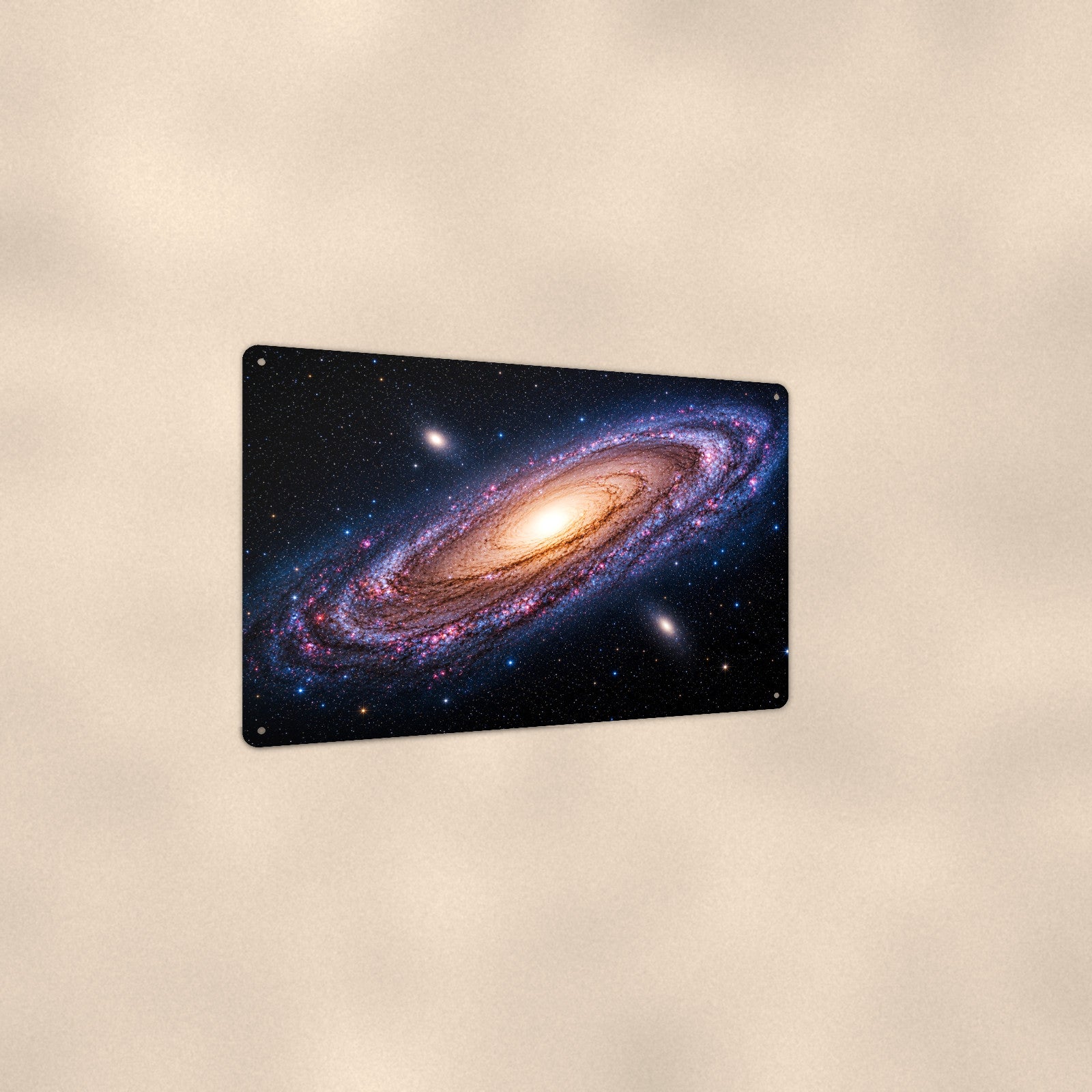 Great Spiral in Andromeda Style aluminum metal sign 12" x 8" - angled view showing glossy finish