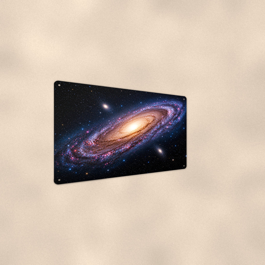Great Spiral in Andromeda Style aluminum metal sign 12" x 8" - angled wall view from a wider angle