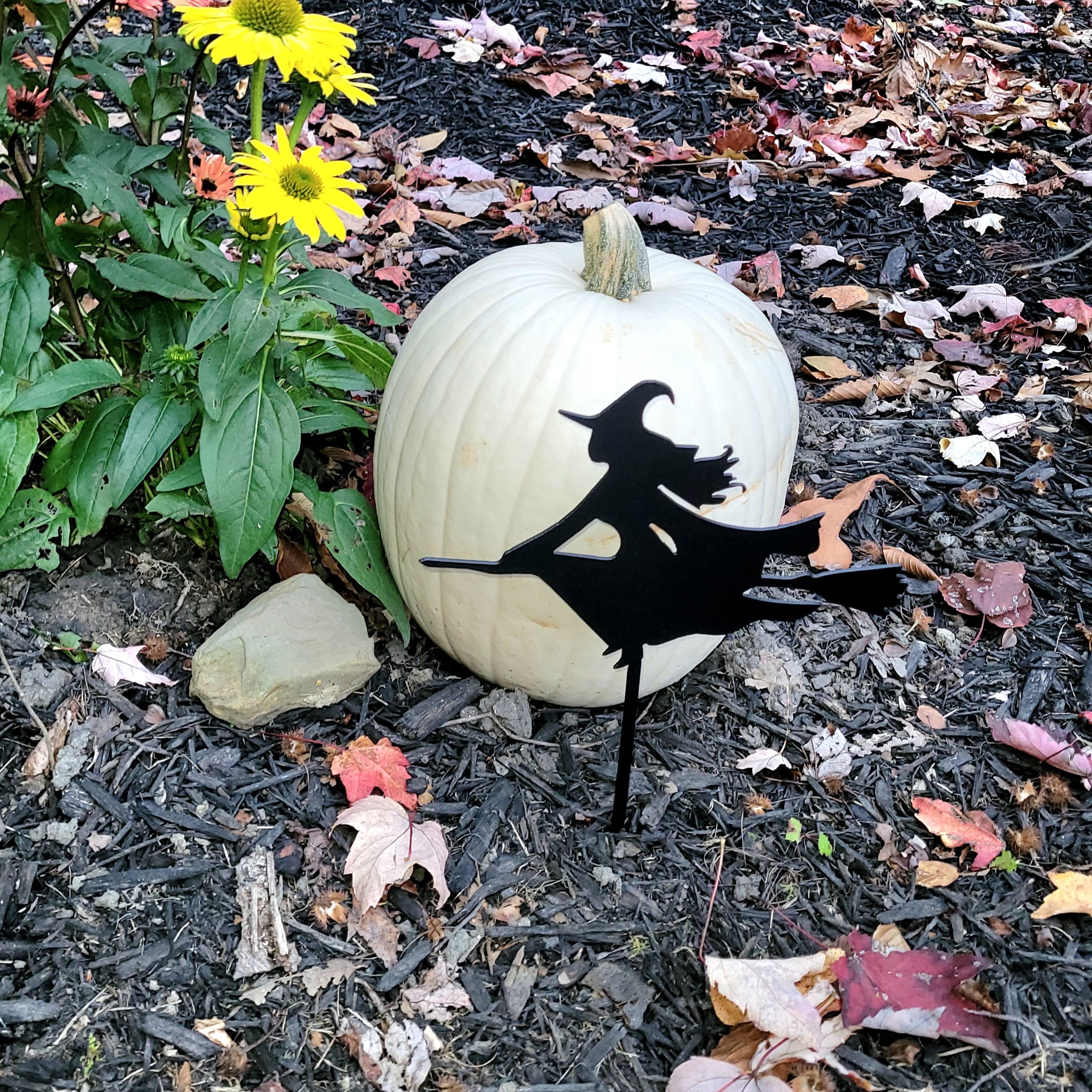 Halloween Witch Metal Garden Stake Metal Garden Stake — front view on white background