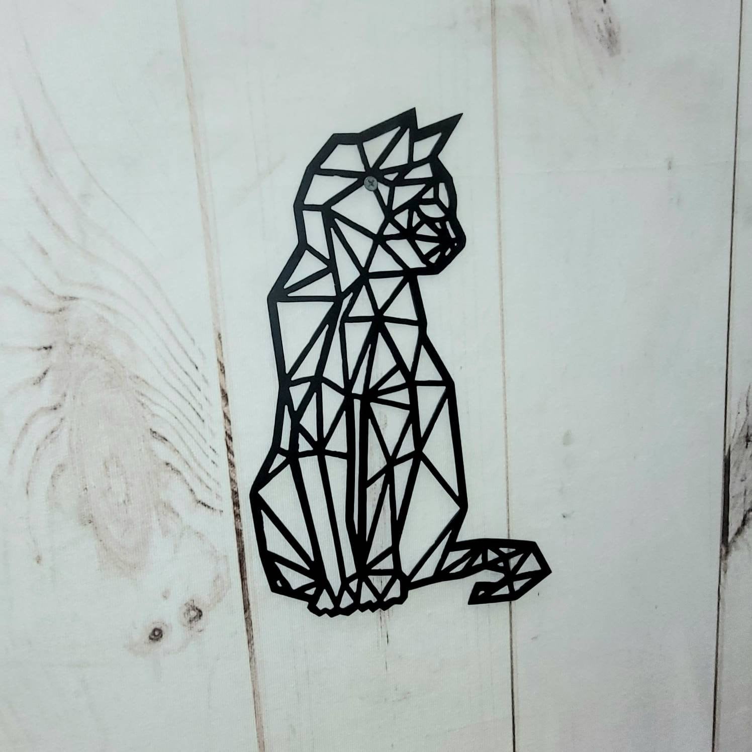 Minimalist Black Cat Metal Wall Art Aluminum Sign — lifestyle setting