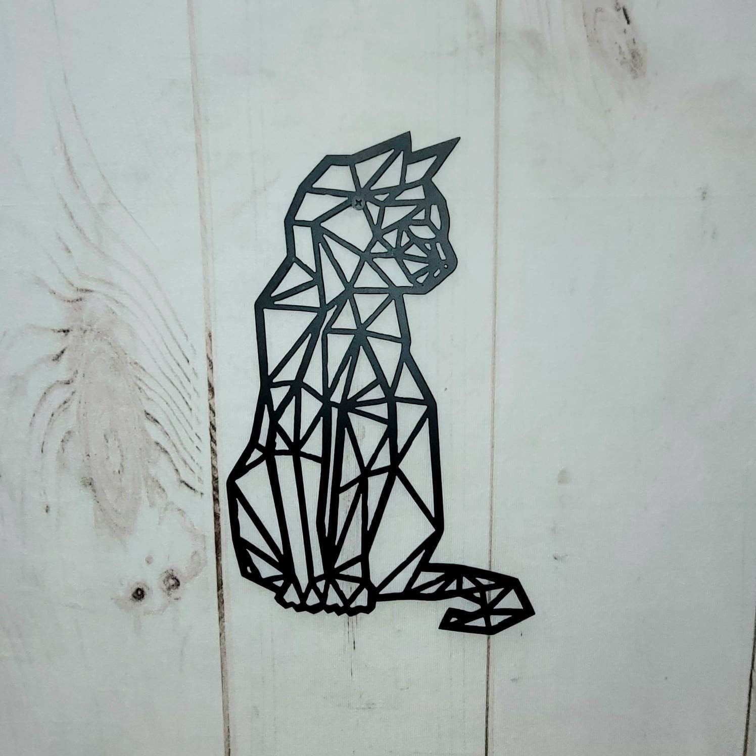 Minimalist Black Cat Metal Wall Art Aluminum Sign — detail view