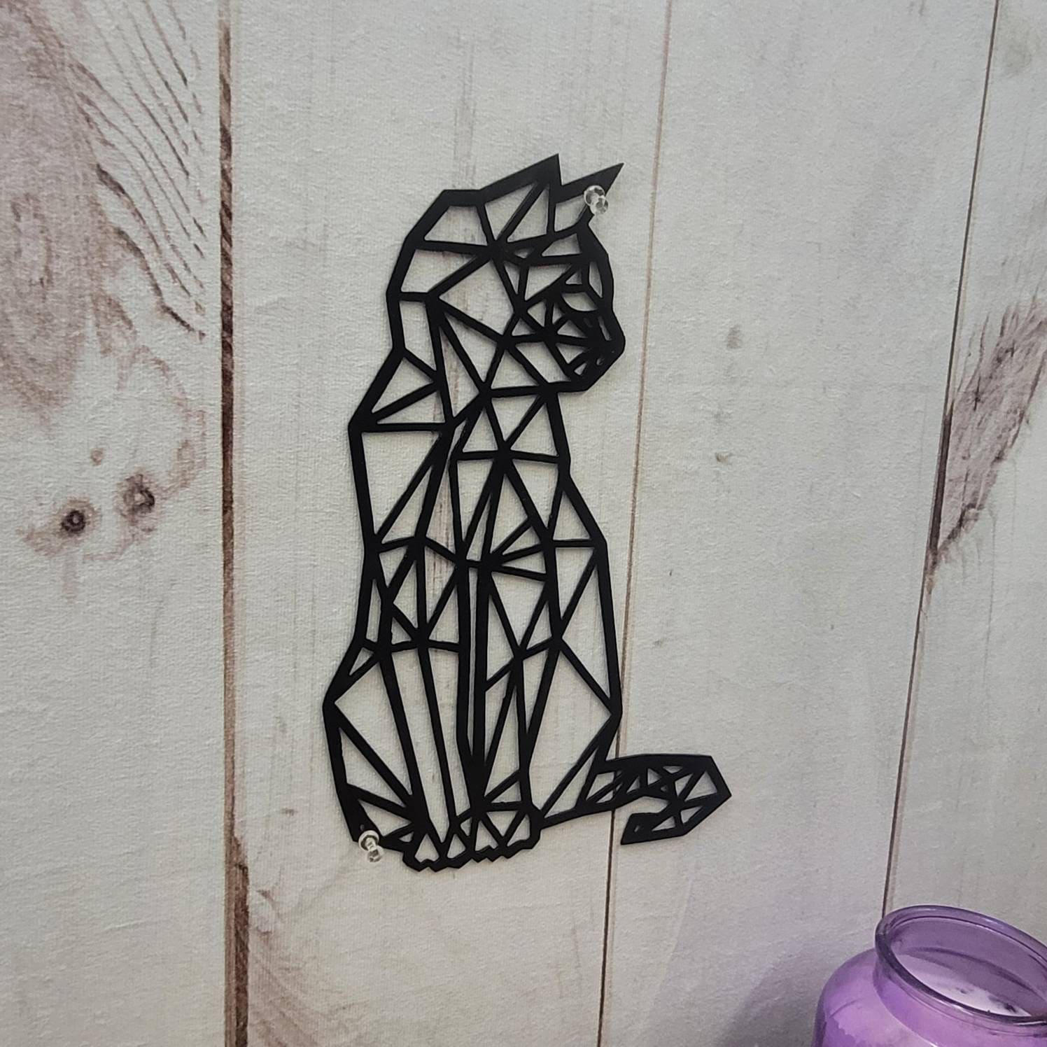 Minimalist Black Cat Metal Wall Art Aluminum Sign — alternate angle