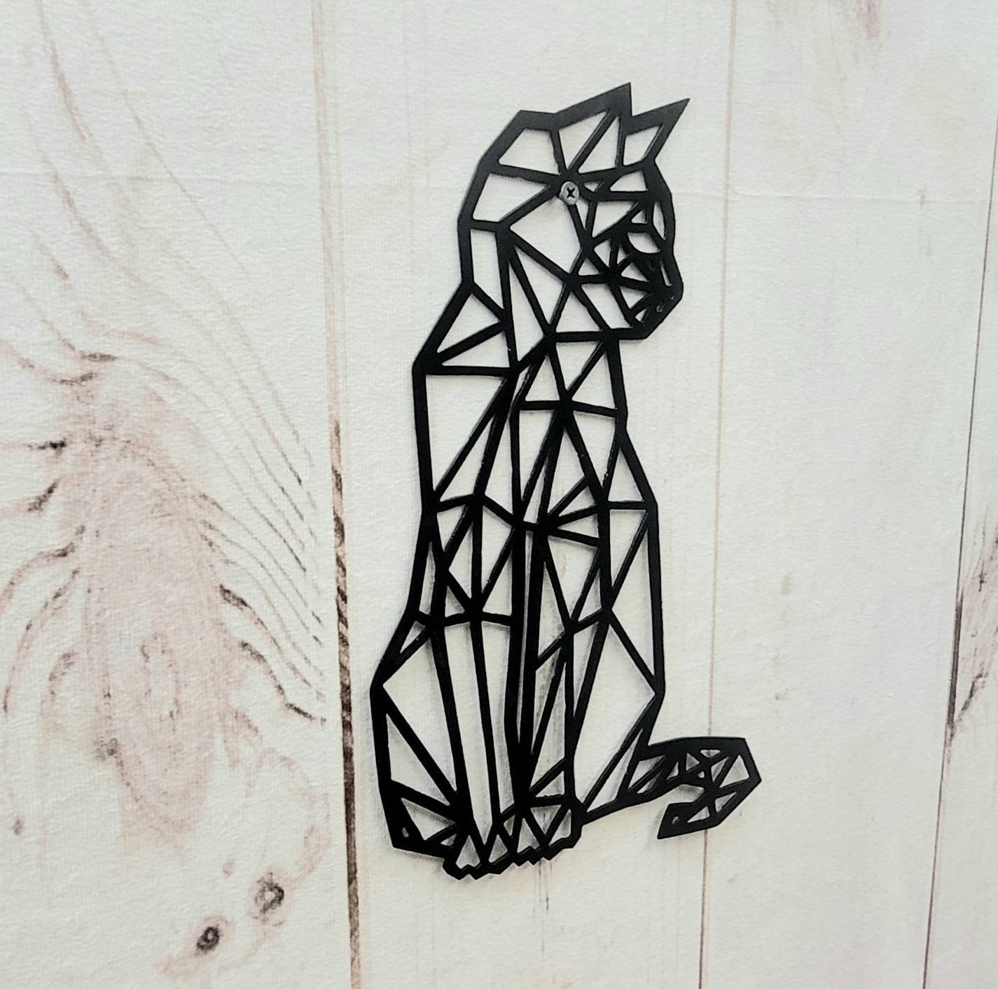 Minimalist Black Cat Metal Wall Art Aluminum Sign — alternate angle