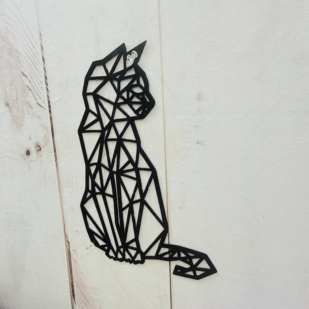 Minimalist Black Cat Metal Wall Art Aluminum Sign — alternate angle