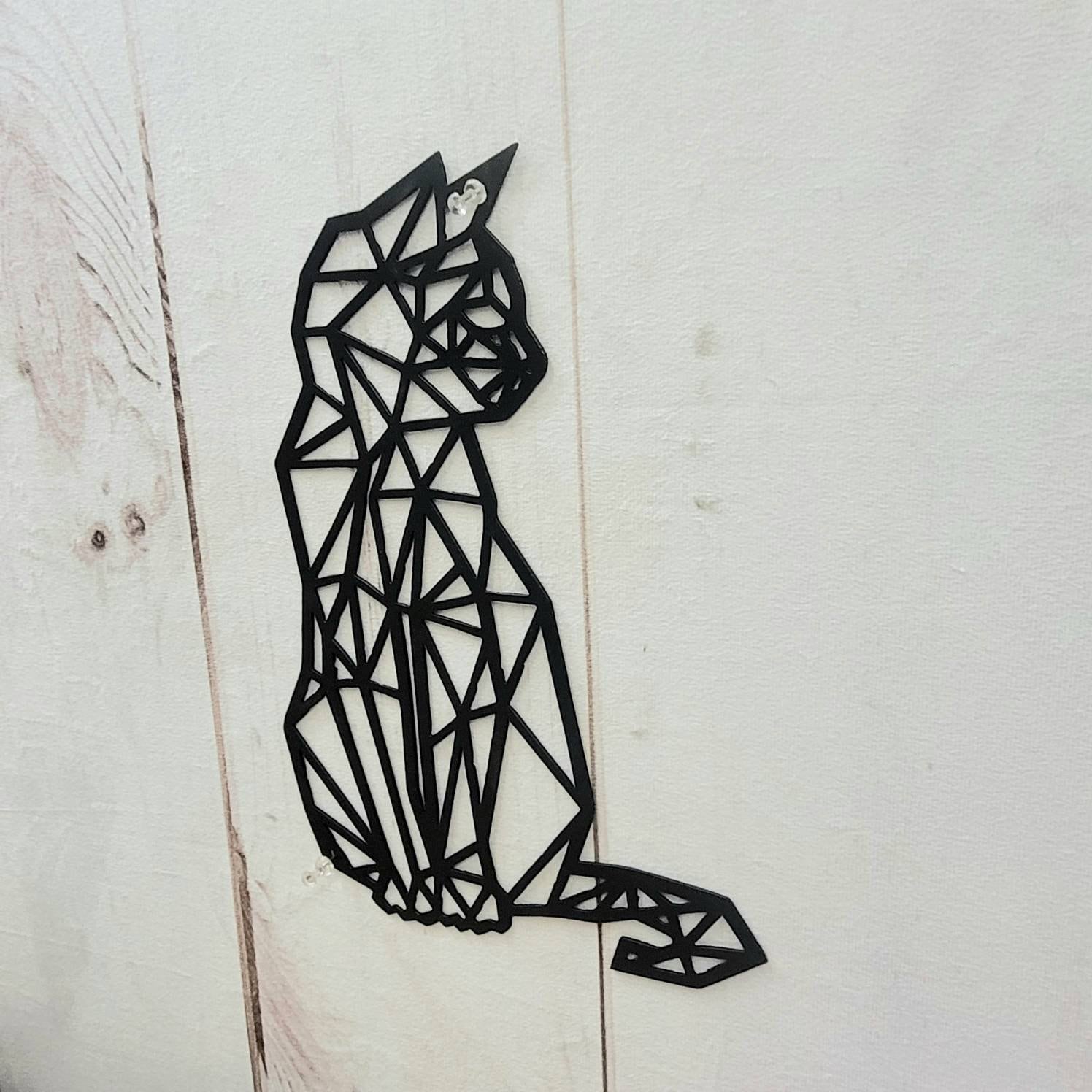 Minimalist Black Cat Metal Wall Art Aluminum Sign — alternate angle
