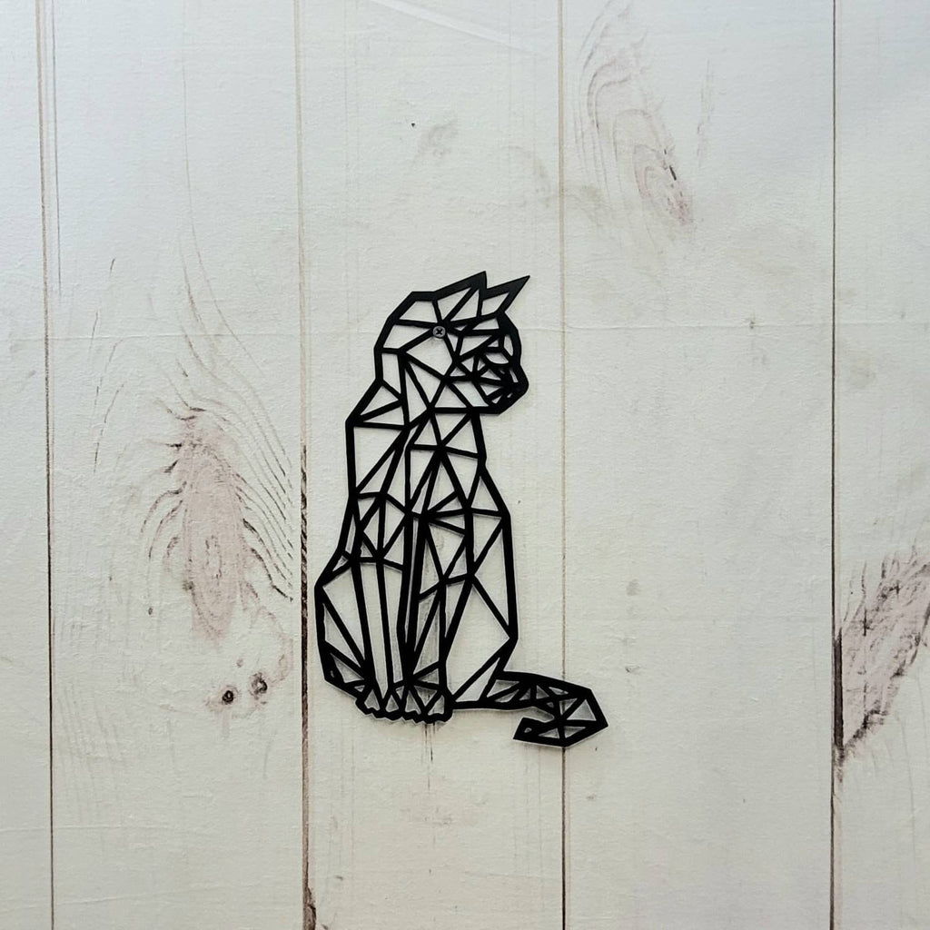 Minimalist Black Cat Metal Wall Art Aluminum Sign — alternate angle