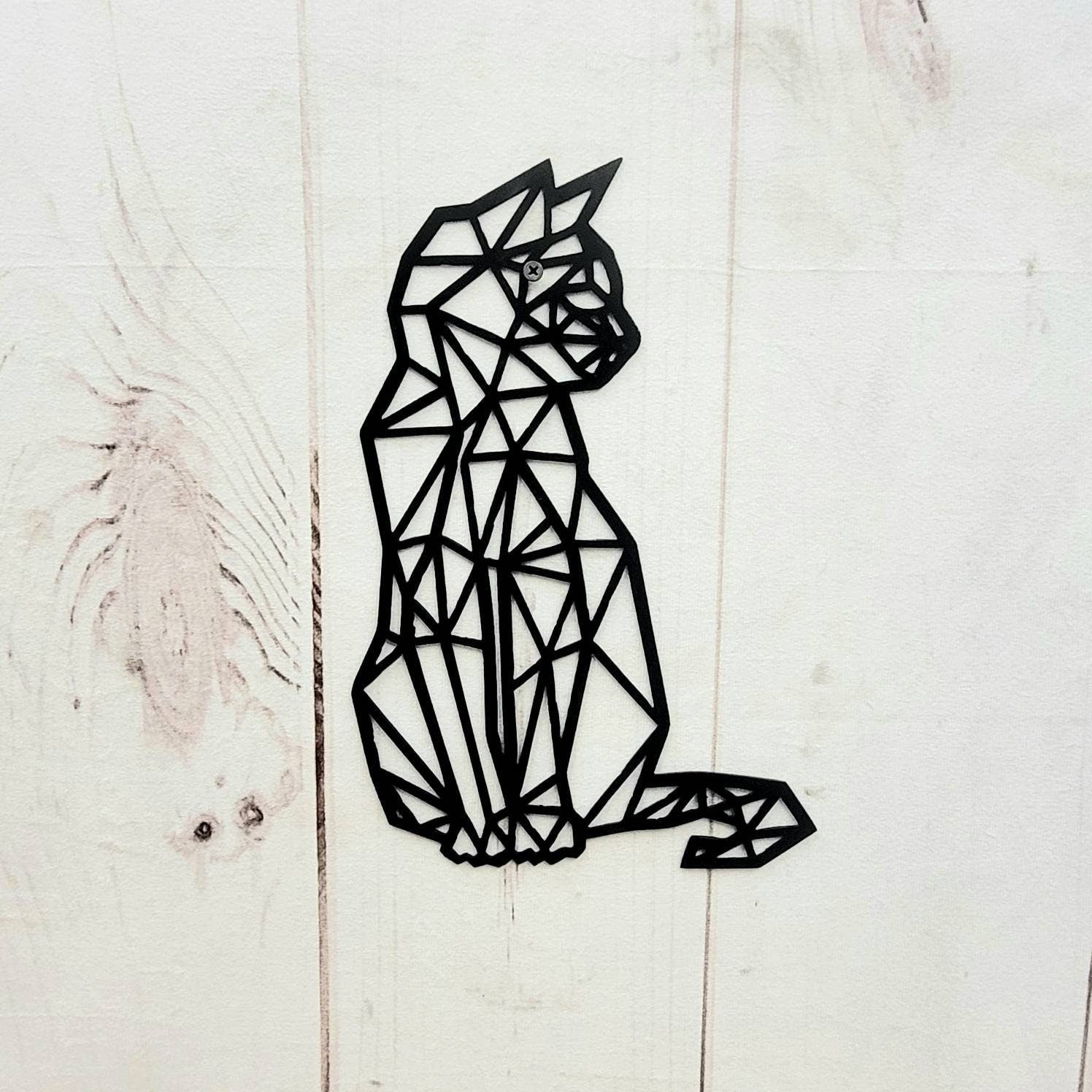 Minimalist Black Cat Metal Wall Art Aluminum Sign — alternate angle