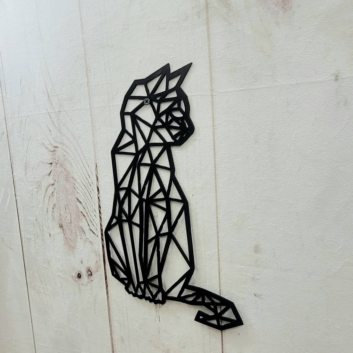 Minimalist Black Cat Metal Wall Art Aluminum Sign — alternate angle