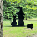 Witch and Cat Metal Garden Stake Metal Garden Stake — front view on white background