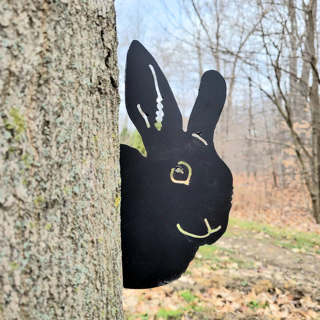 Peeking Bunny Metal Garden Stake Metal Garden Stake — front view on white background