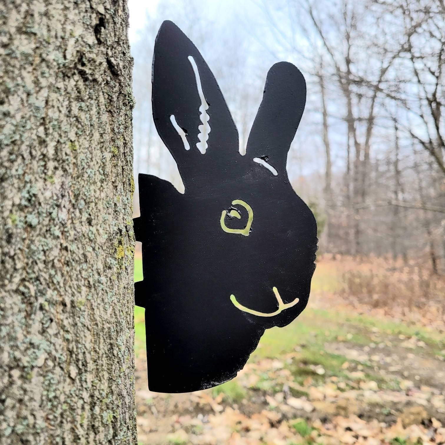 Peeking Bunny Metal Garden Stake Metal Garden Stake — lifestyle setting
