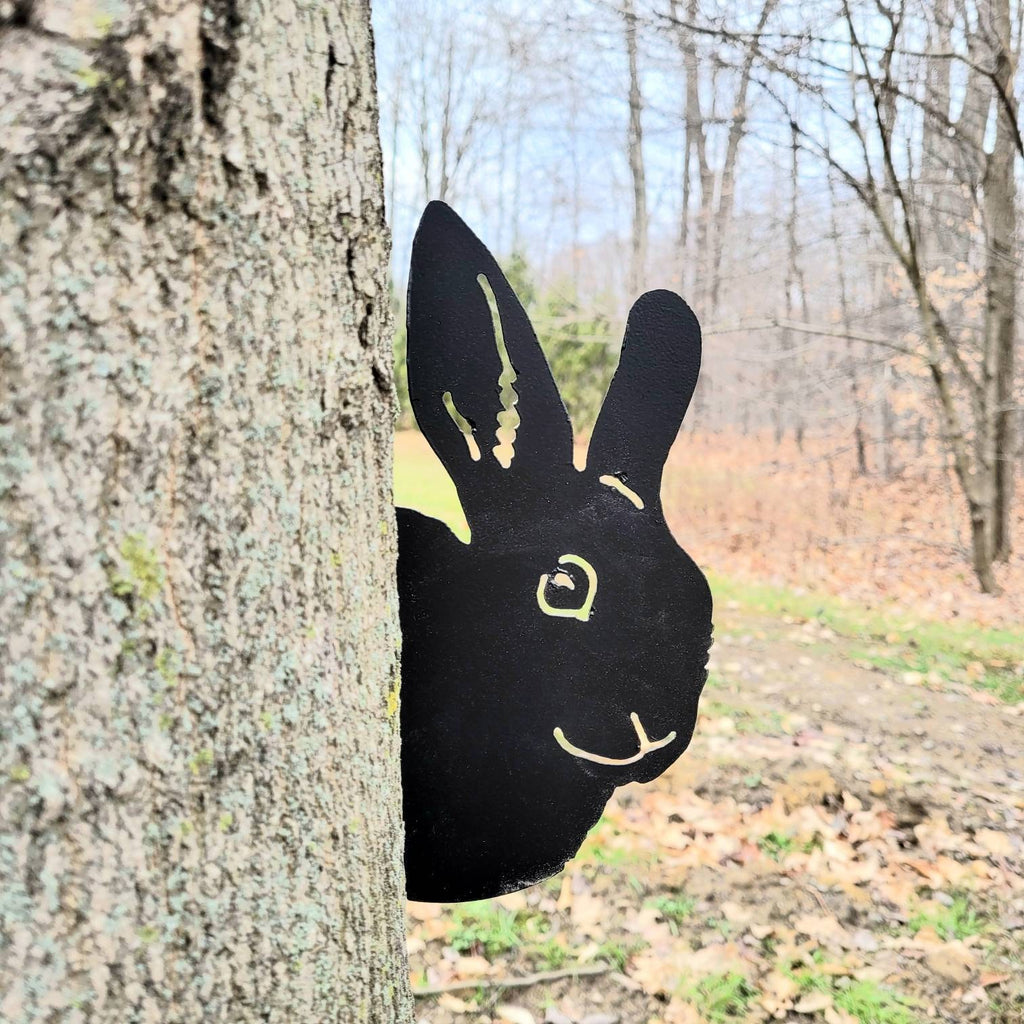 Peeking Bunny Metal Garden Stake Metal Garden Stake — detail view
