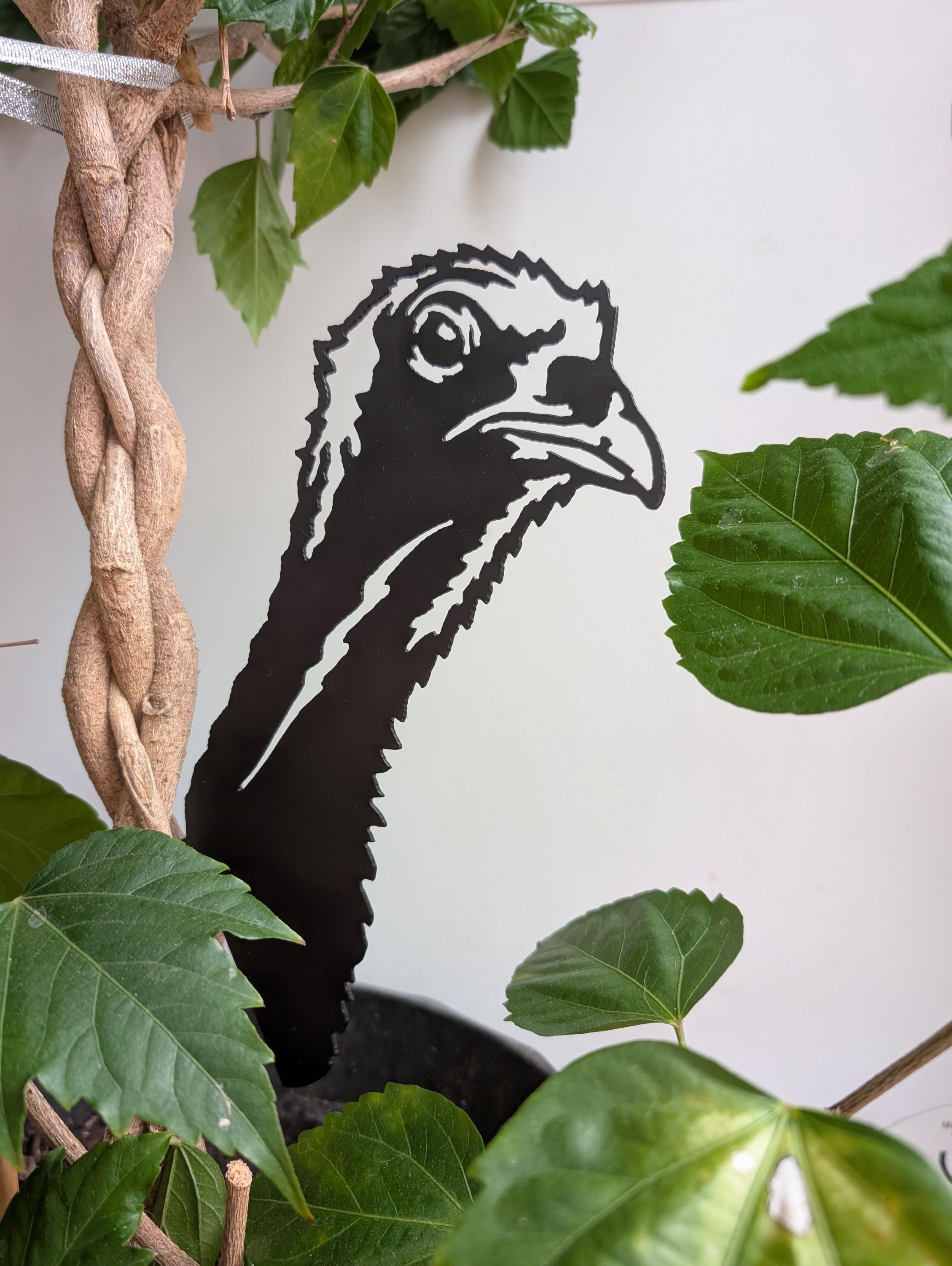 Thanksgiving Turkey Metal Garden Stake Metal Garden Stake — shown on a rustic wall