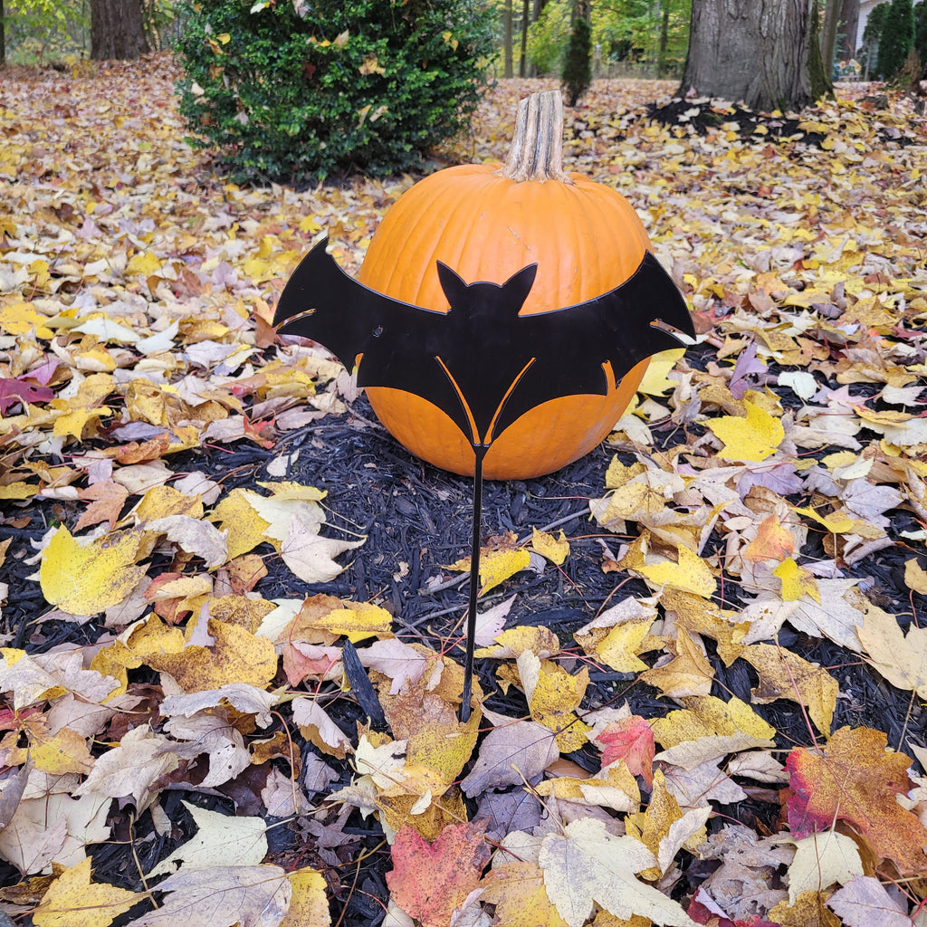 Spooky Bat Metal Garden Stake Metal Garden Stake — lifestyle setting