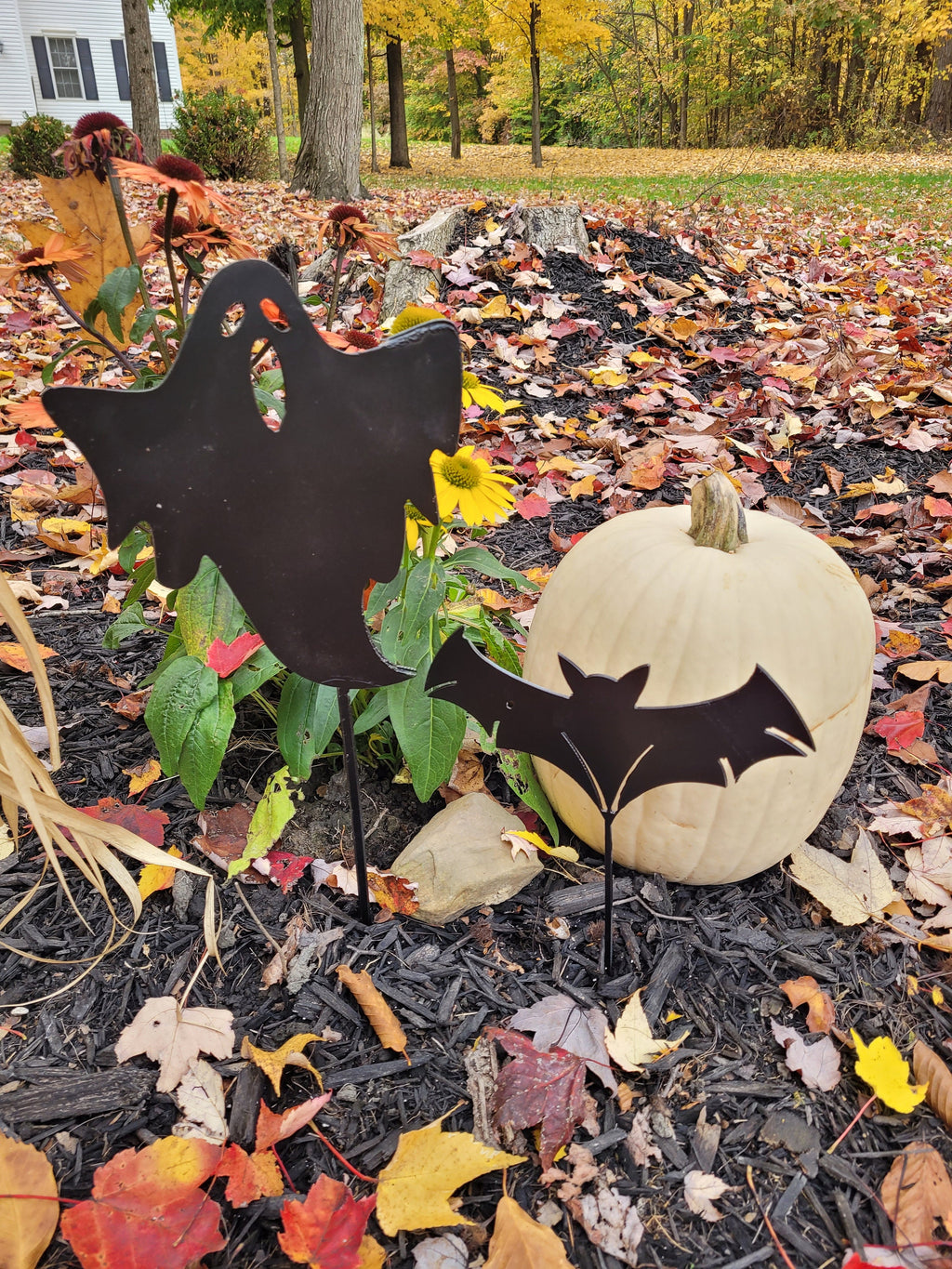 Spooky Bat Metal Garden Stake Metal Garden Stake — detail view