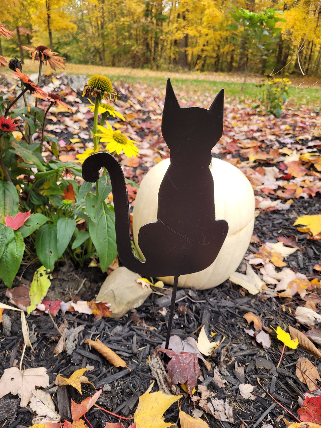 Halloween Black Cat Garden Stake Metal Garden Stake — detail view