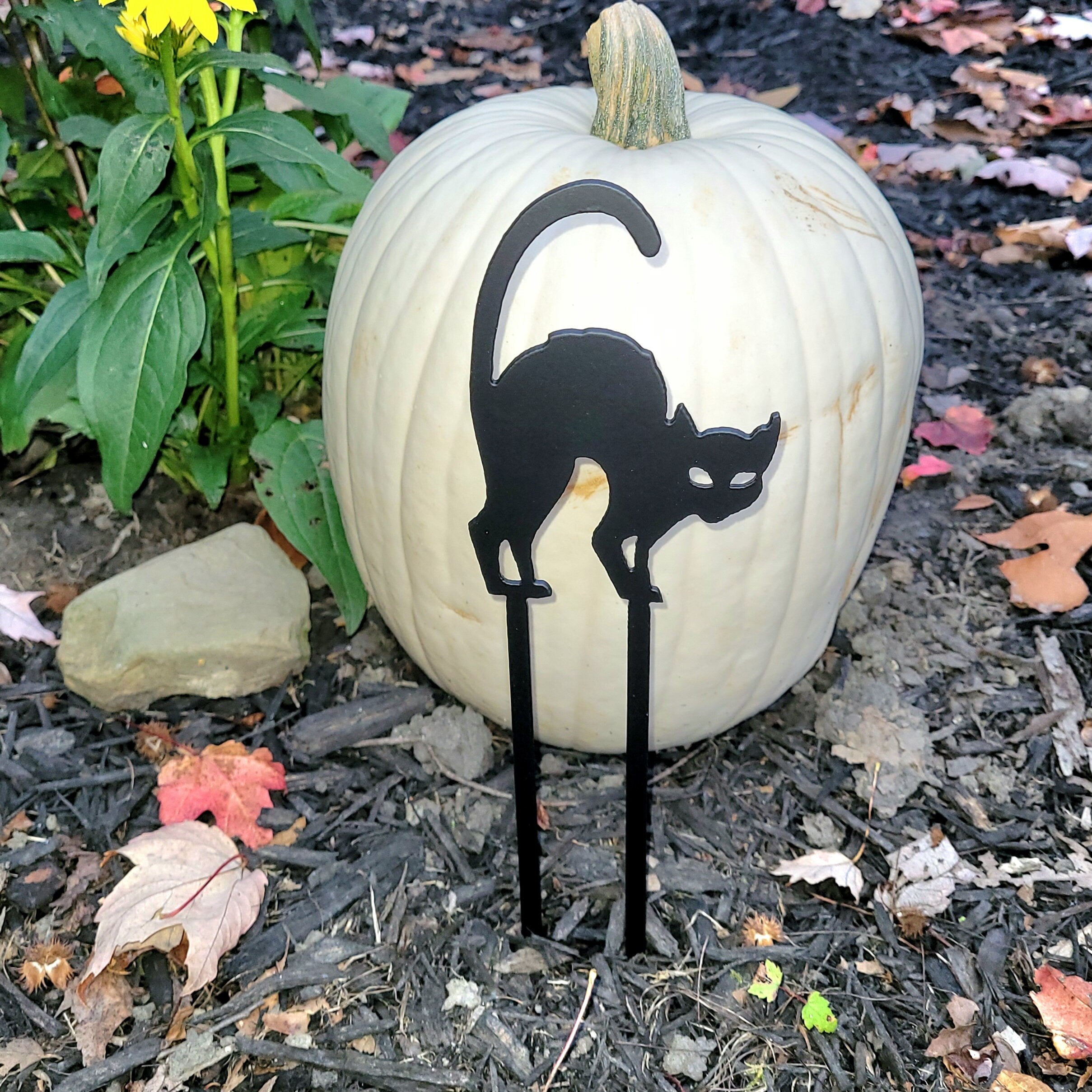 Halloween Black Cat Metal Garden Stake Metal Garden Stake — front view on white background