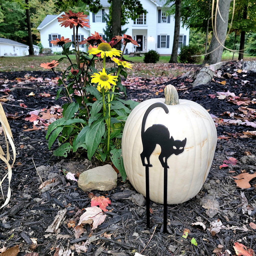 Halloween Black Cat Metal Garden Stake Metal Garden Stake — detail view