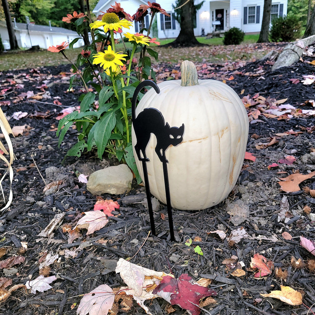 Halloween Black Cat Metal Garden Stake Metal Garden Stake — alternate angle