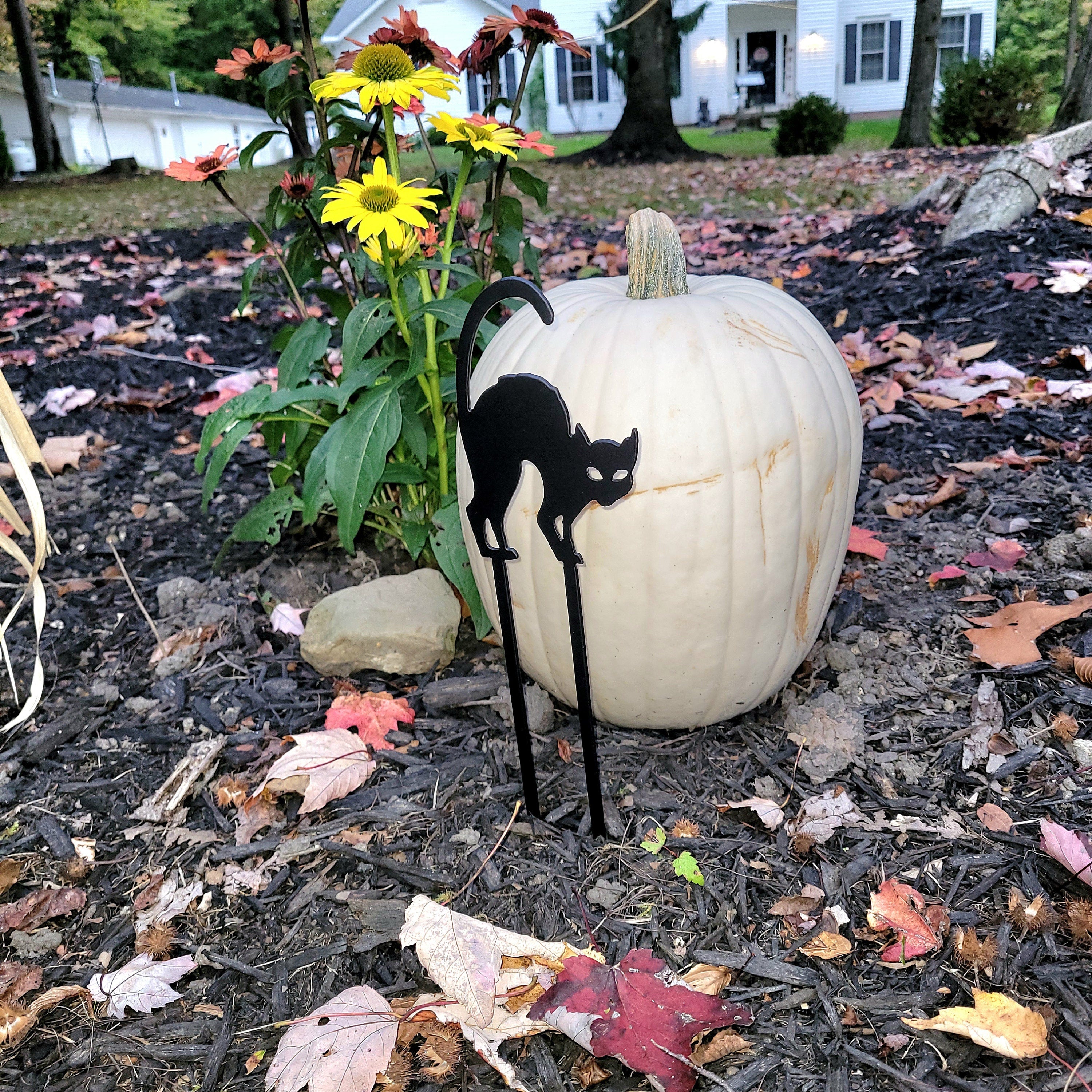 Halloween Black Cat Metal Garden Stake Metal Garden Stake — alternate angle